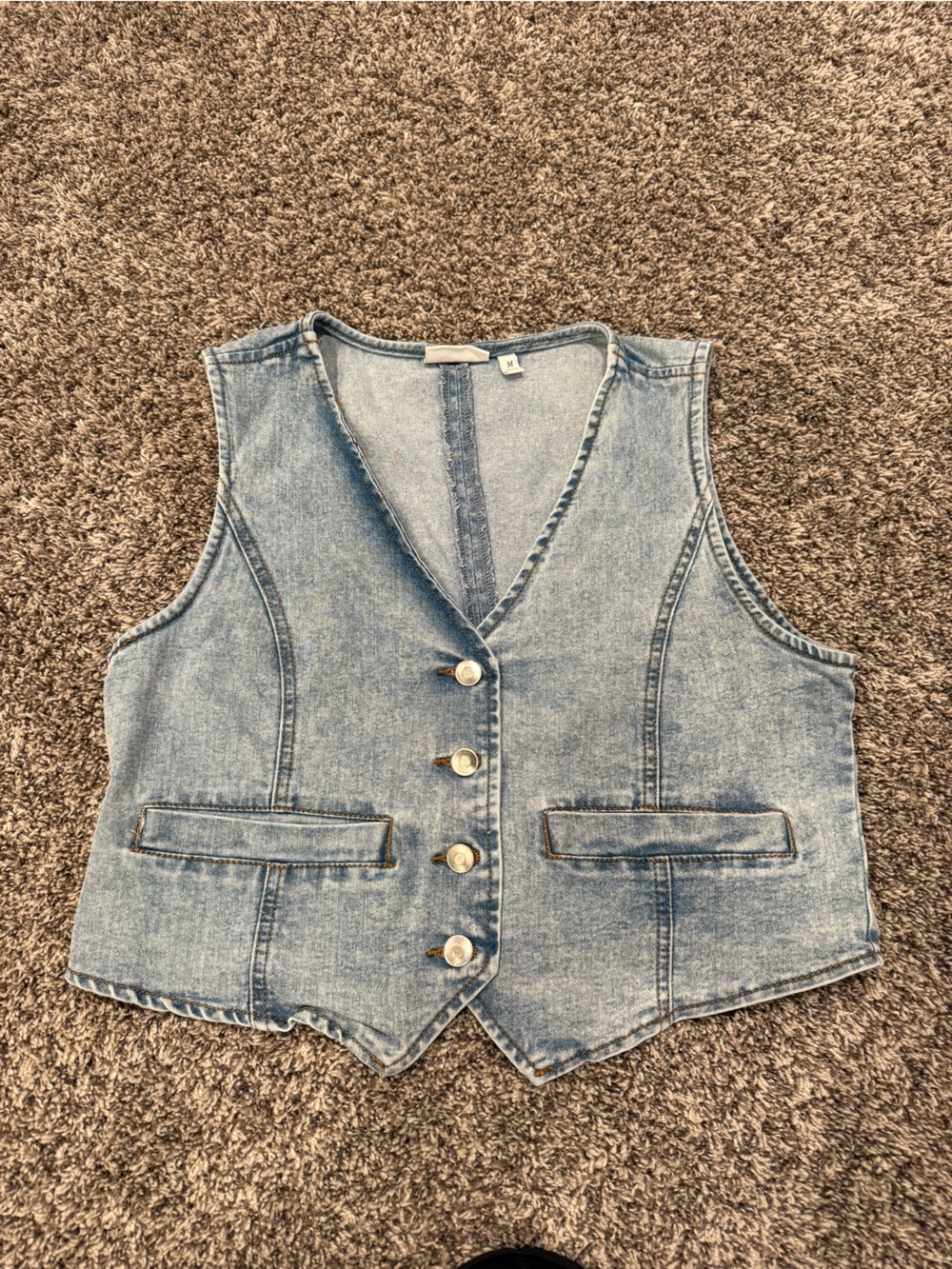 Willow & Root Women’s Light Denim Vest Button Front Sleeveless Top Size Medium